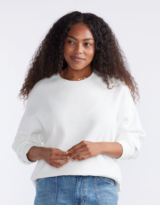 The Monogram Lounger Fleece Crew - White